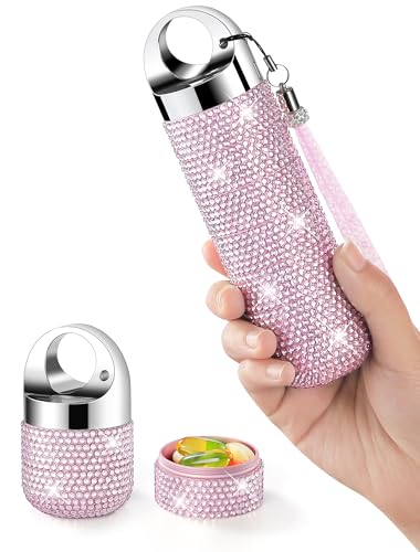 Image of Zannaki Metal Bling Pill Organizer, Travel Waterproof Weekly Pill Box, Portable Large Aluminum Alloy Pill Case Container, BPA Free 7 Day Daily Medicine Organizer Holder for Vitamin,Fish Oil,Supplement