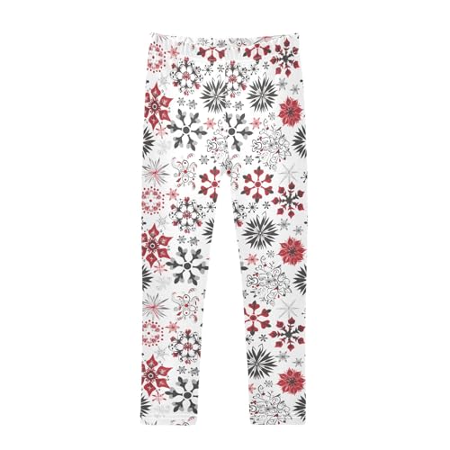 senya Girls Printed Leggings Yoga Pants Christmas Snowflakes Pattern for Kids in 4t to 10 Years, 4T