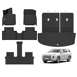 Bingoliner Floor Mats for 2026 Hyundai Palisade Gas (Not for Hybrid)(7/8 Seats) - All Weather for Hyundai Palisade Gas Floor Mats & Trunk Mat with Backrest Mats Protector Accessories