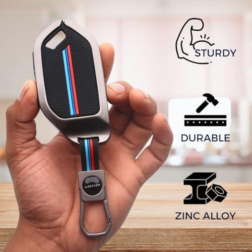 Image of KEYCEPT Metal Alloy Key Cover Compatible for Kia Syros, EV6, EV9 Seltos 2026 4 Button smart Key with Keychain (Short Keychain).