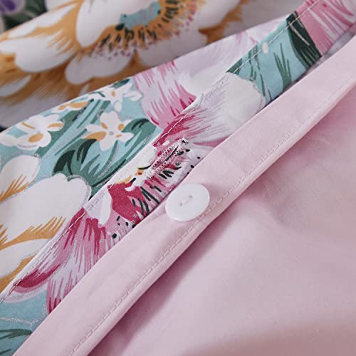 Softta Boho Cal King Size Egyptian Cotton Girls Bedding Set Farmhouse Colorful Shabby Flower 3Pcs Duvet Cover Set 100% Egyptian Cotton Vintage Chic Girls Bedding Collections #TOP6