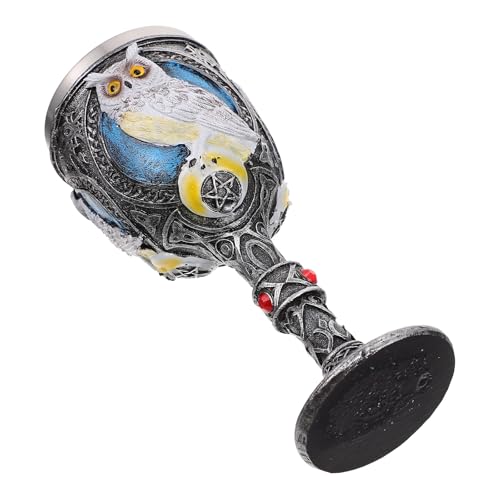 TOYANDONA Copa de Vino Búho Tridimensional de Acero Inoxidable y Resina Cáliz Delicado para Fiestas Halloween Decoración de Sobremesa Resistente y Elegante para Amantes del Whisky