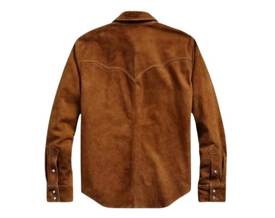 Men's Cowboy Western Soft Suede Leather Shirt - Roughout Style Suede Leather Journeyman Down Shacket Jacket2