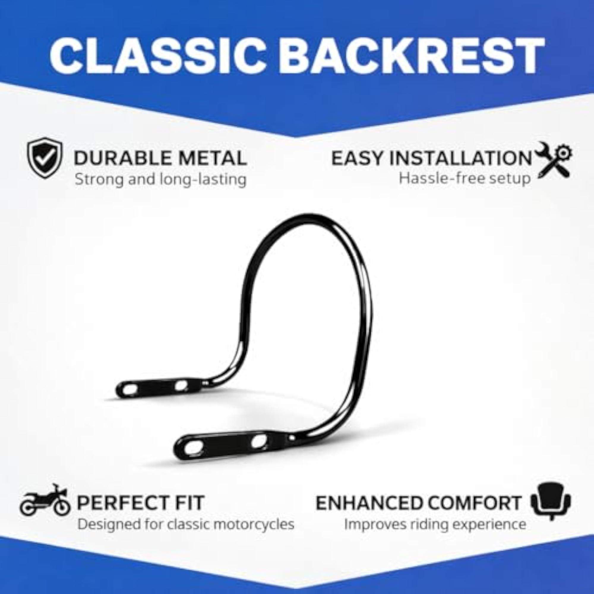 Bike Back Rest Seat Handle Rod Compatible for RE Bullet