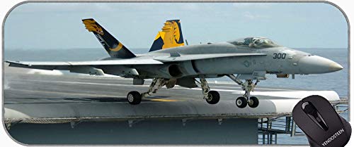 YENDOSTEEN Almohadilla de ratón Grande, portaaviones F18 Super Hornet F_A Estera de Escritorio con Borde Cosido