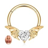 PEAKLINK Piercing de aro para tabique de nariz de 16 g, oro de 8 mm, acero quirúrgico, con circonita cúbica, tragus, rook, caracola, hélice, cartílago, joyería