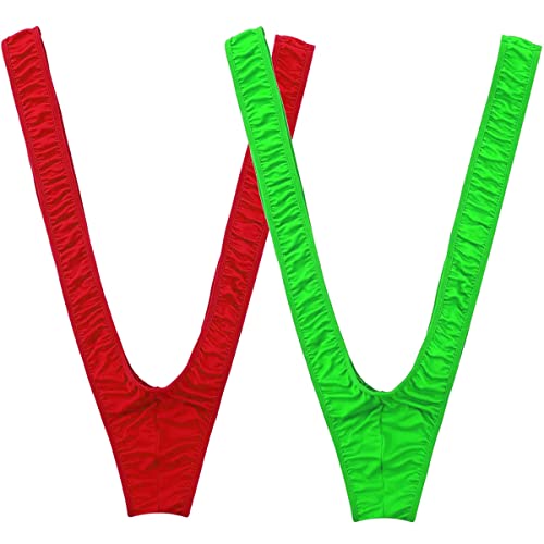 VemeFufu String borat mankini for men funny UK hot sexy swimming thong costume underwear 2 Pieces Green + Red