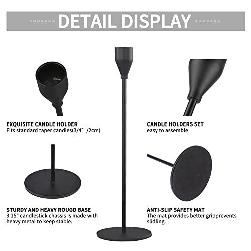 Fani ZJ008L Set Of 12 Matte Black Candlestick Holders thumb #2