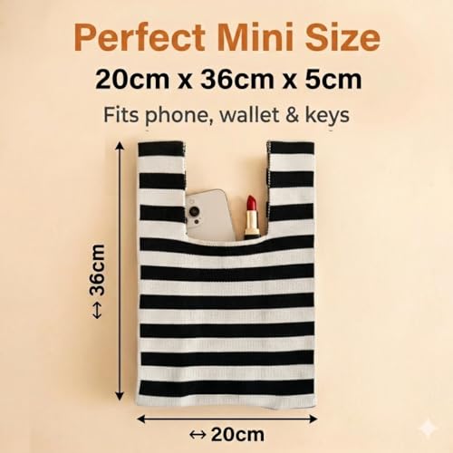 Image of Knot Bag, Mini Knit Tote Bag, Extra Thickened Japanese Knot Bag, Wristlet Handbag - 1 /2 /6 Pack
