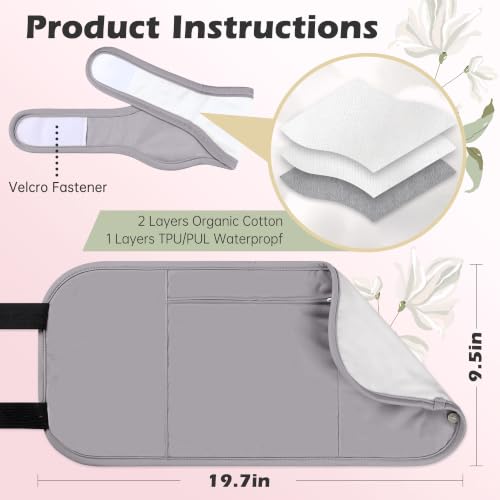 Image of Reusable Castor Oil Pack Wrap for Stomach Less Mess, Elastic Strap Cotton Machine Washable Anti Oil Leak 2pcs, Wistful Mauve