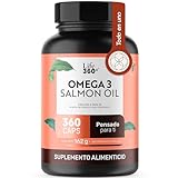 LIFE 360+ Omega 3 | 360 Cápsulas | Aceite de Salmón con DHA y EPA Vitamina E | Ingredientes como Omega 3 Salmon Oil