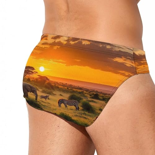 African Animals Wildlife Sunset Men's Swim Trunks Briefs Swimsuit Swimwear Bathing for Underwear Beach4