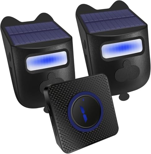 QUMOX Système d'alarme d'entrée Solaire – Système d'alerte sans Fil avec détecteur de Mouvement extérieur, 2 détecteurs et 1 récepteur pour la...