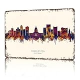 Funny Signs Posters Charleston, West Virginia Skyline Watercolor Wall Art Sign for Bedroom Dorm Home Garage Bar Decor 8X12inch