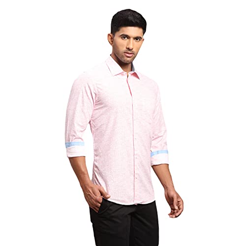 Image of Colorplus Men's Pure Cotton Print Pattern Contemporary Fit Spread Collar Full Sleeve Casual Shirt