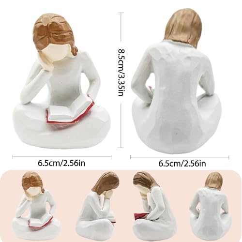 Escultura pensador para amantes de libros blanca de resina miniatura 2