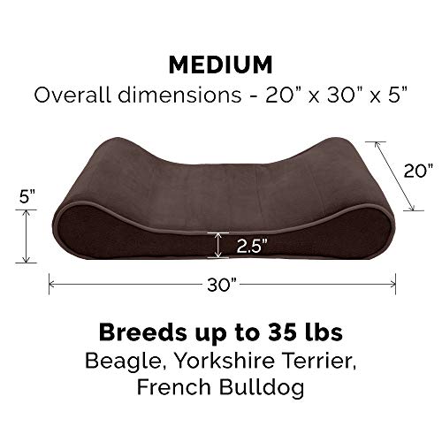 Furhaven Pet Dog Bed - Orthopedic Micro Velvet Ergonomic Luxe Lounger Cradle Mattress Contour Pet Bed with Removable Cover for Dogs and Cats, Espresso, Medium