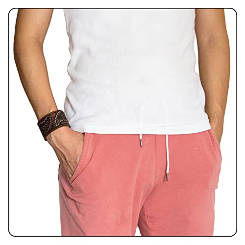 Fusamk Punk Rock Print Pattern Wristband Wide Leather Cuff Bracelet(Brown Leather) #TOP5