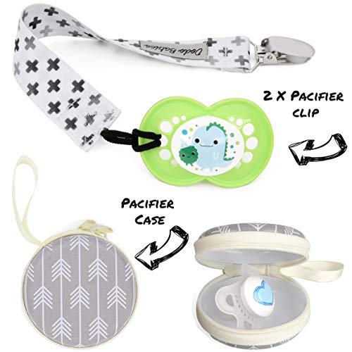 Dodo Babies Baby Bandana Drool Bib Set - 4pc Infant Bibs with 2 Pacifier Clips, Binky Case, Gift-Ready Bag - Soft Absorbent Cotton with Polyester Back - Adjustable Buttons to Fit 3-24 -Month Old Boys - Thumbnail 7