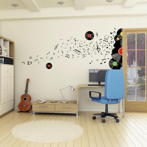 SUPERDANT Records Notes Wall Stickers Musical Notation with Disc Wall Decals Musical Mark Vinyl Art Peel and Stick Enjoy Music Decor for Music Room Bedroom - Image 4