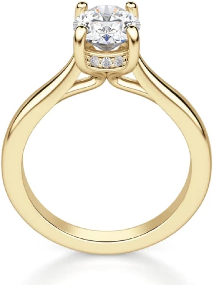 14K Solid Yellow Gold Handmade Engagement Ring 1.00 CT Oval Cut Moissanite Diamond Solitaire Wedding/Bridal Ring for Her/Women Gorgeous Ring