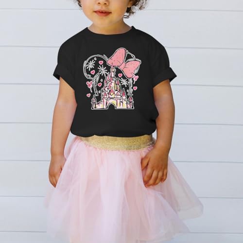 Image of Graphic Shirts for Girls Cute Bow T Shirt Kids Toddler Holiday Tshirt Vacation Trip Summer Tee Cotton Tops