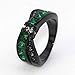 ringheart 2 Rings His and Hers Couple Rings Black Gold Filled Womens Wedding Band Princess cut Green Cz Titanium Steel Mens Ring