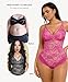 FeelinGirl Lingerie for Women Bodysuits V Neck Lace Body Suits Shapewear Tummy Control Corset Tops for Women Pink XXL