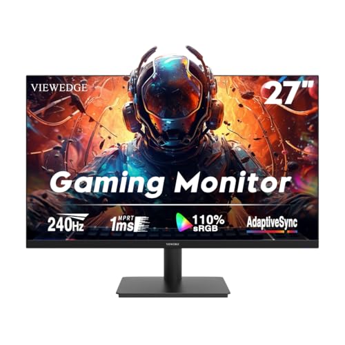 Image of Viewedge Gaming Monitor 27 inch 240Hz 1ms FHD (1920x1080p) Computer Monitor, 110% sRGB HDR10 HDMI x 2 & DP x 2 Port, Built-in Speakers, Support Freesync and Wall Mount