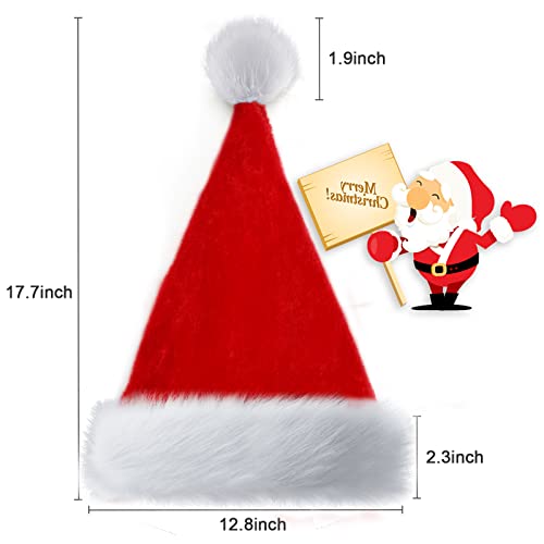 Image of Haomaomao Santa Hat for Adults /Kids /Baby Christmas Hat Red Velvet Holiday Unisex Xmas Hat for New Year Festive Festival Party
