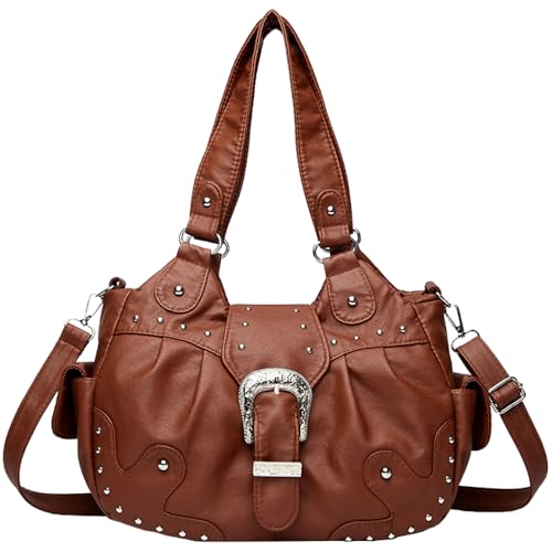 Hobo Bolso Hombro con Bandoler para Mujer Hobo Bolso de Mano en Cuero PU de Mujer Bolso Bandolera Bolso Crossbody Cartera de Mano Bolsos de señora para Dama Marrón