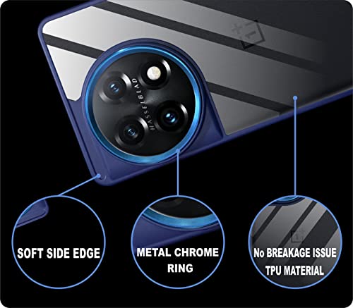 Image of A rtistque Ultra Hybrid Clear Back Cover Case for Oneplus 11R 5G | Drop Protection | Transparent | Smooth TPU Sides - Blue