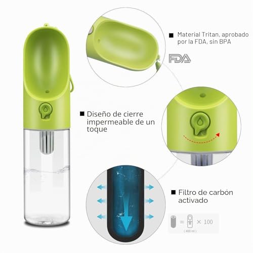 Miniatura 3 de Petkit - Eversweet - Botella Para Mascotas, De Viaje, Con Un Solo Toque, Color Verde