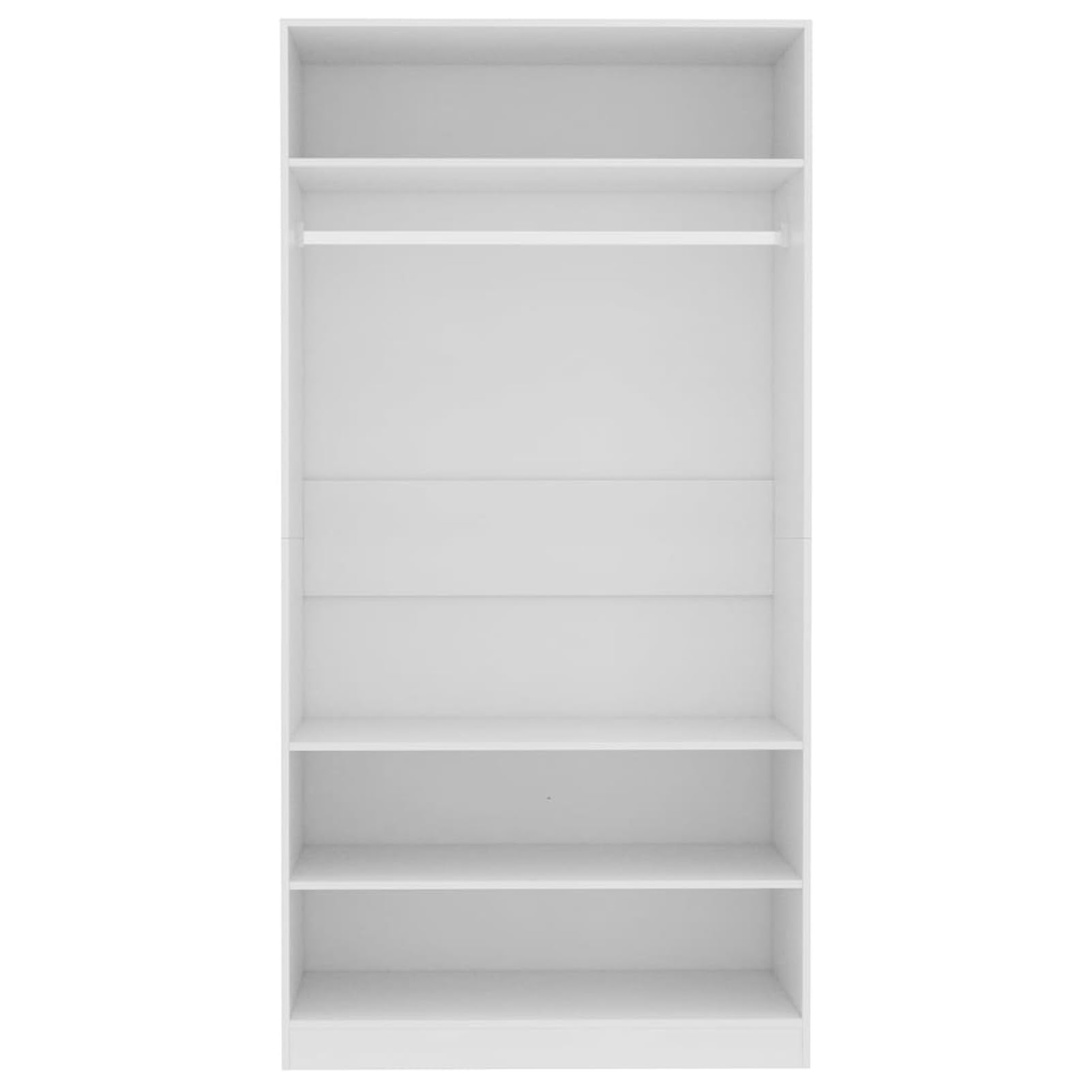 Homgoday Guardaroba bianco 100 x 50 x 200 cm in legno di ingegneria, organizer per guardaroba con 3 ripiani, armadio portaoggetti per vestiti, camera da letto, cabina armadio, scrivania