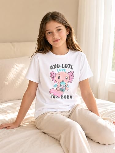 Image of Dvenki Girls Graphic Short Sleeve Crewneck T-Shirt Sizes 6-18 | breathable soft cotton blend, cute graphic prints, summer little and big girls tee, ideal casual wear for school, daily
