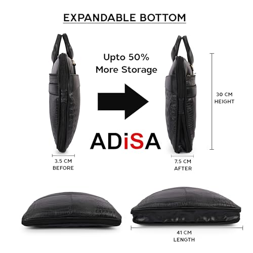 Image of ADISA Laptop Messenger Office Bag Briefcase for Work for Men (LB6056-BLA)