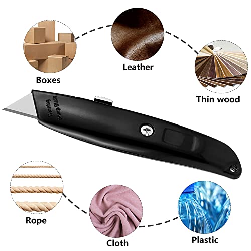 Image of DIYSELF 4 Pack Box Cutters Retractable Utility Knife, Black