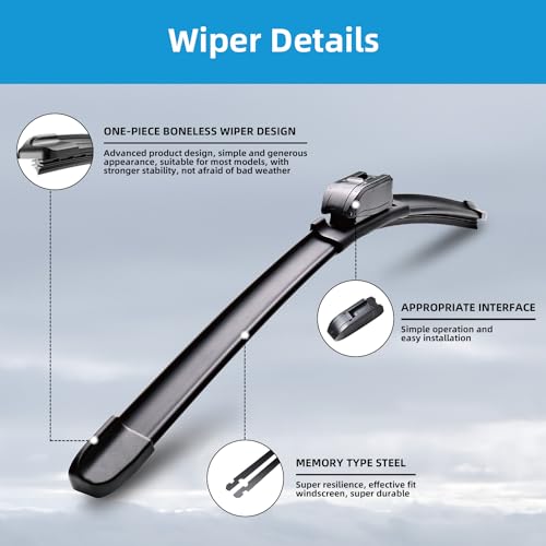 Dynoels DS-01-M-2618-3/4 Windshield Wipers, 26'' + 18'' Wiper Blades For Honda Civic 2016-2021, Hr-V 2016-2022, Insight 2010-2022 All-Season Automotive Replacement Windshield Wiper Blades thumb #1