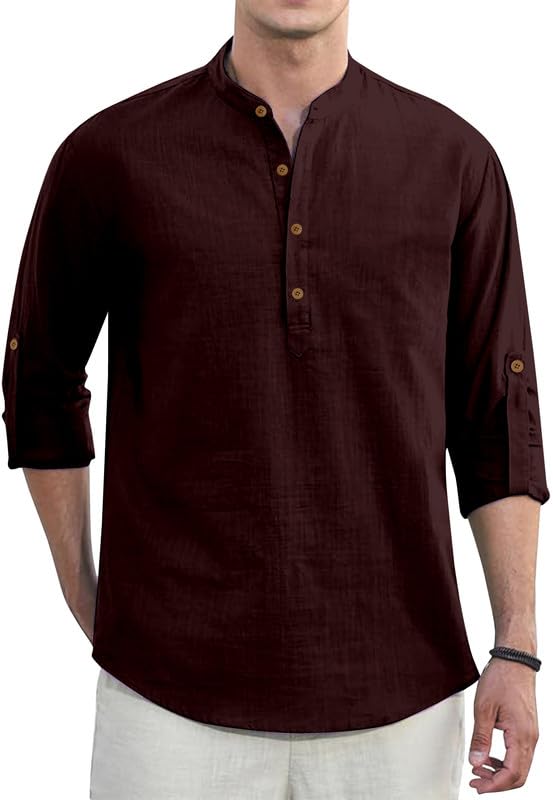 Men's Kurta Shirt | Short Kurta for Mens in Cotton Blend Fabric | Casual Full Sleeve Ethnic Wear with Mandarin Collar-image-44