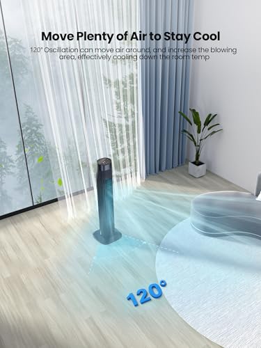 Uthfy Tower Fan with Remote, Portable 120° Oscillating Standing Fan, 3 Speeds & 3 Modes, 7.5H Timer, Fans That Blow Cold Air for Bedroom, Living Room, Office, Black - Image 5