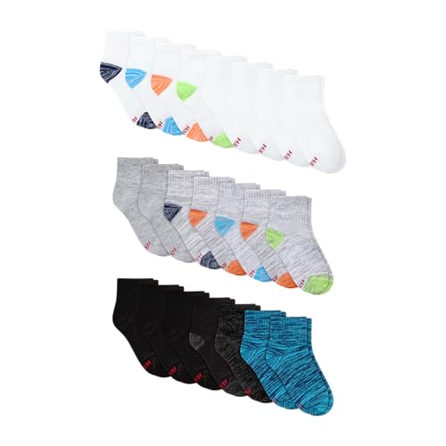 Image of Hanes Boys' Ankle Socks for Boys - Super Value 22-pack Quarter Socks - Lightweight Comfort - No Slip Fit Ez Sort