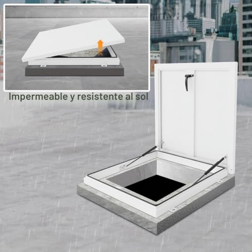 Claraboya techo aluminio 45x45 tragaluz con tapa acceso emergencia 6