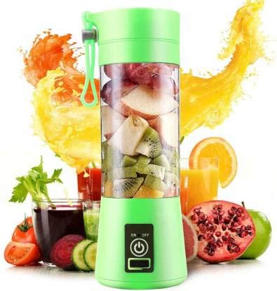 A2S ADVANCE Portable USB Electric Blender Juicer Cup Smoothie Maker Electric Juice Maker Machine for Fruits and Vegetables 380ml Juicer Cup Bottle 4 Blade (Multicolour)