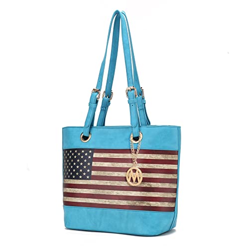 Image of MKF Collection USA Tote Shoulder Bag for Women Vegan Leather Patriotic Handbag, Lady American Flag Satchel Purse by Mia K