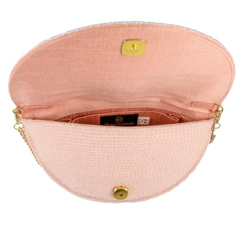 Mary Frances Pink Petals Beaded Crossbody Handbag Daisy-Motif Half-Moon Convertible Clutch Bag3