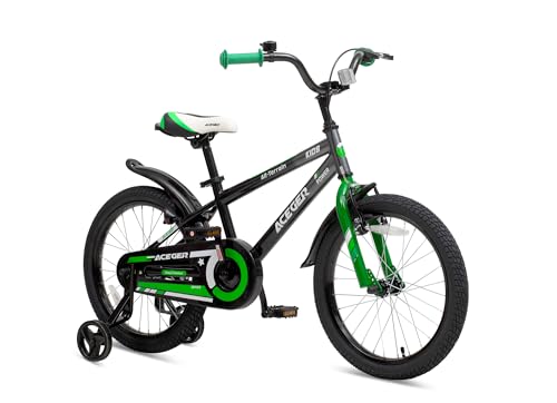 Image of ACEGER Simon Kids Bike for Boys Girls Toddlers, Unisex for Aged 3-13 Years, 12 14 16 18 Inch Children Bicycle with Training Wheels, 20 Inch Bike with Kickstand