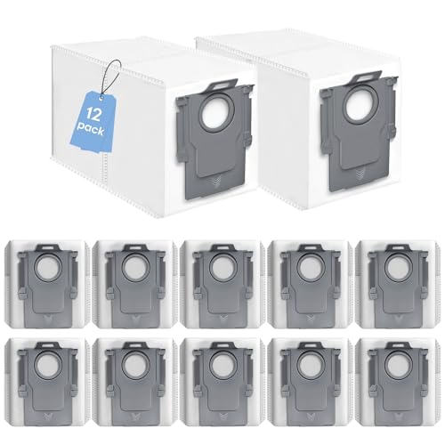 12 Stück Staubbeutel für Roborock S8 Maxv Ultra/Qrevo/Qrevo Pro/Saros 10/10R/Qrevo S/Qrevo Maxv/Qrevo Master Saugroboter Zubehör Teile 3L Große Staubbeutel Staubsaugerbeutel Ersatzbeutel