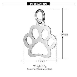 10pcs Stainless Steel Dog Paw Print Charm Pendant Animal Footprint Jewelry Finding Pendant for Jewelry Making DIY