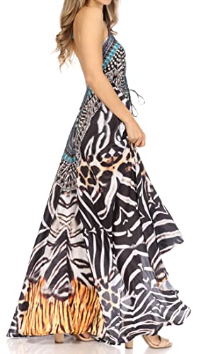 Image of Sakkas Lizi Womens Maxi High-Low Halter Handkerchief Long Dress Beach Party