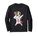 dabbing unicorn kids shirt - cool unicorn dab dance maglia a manica